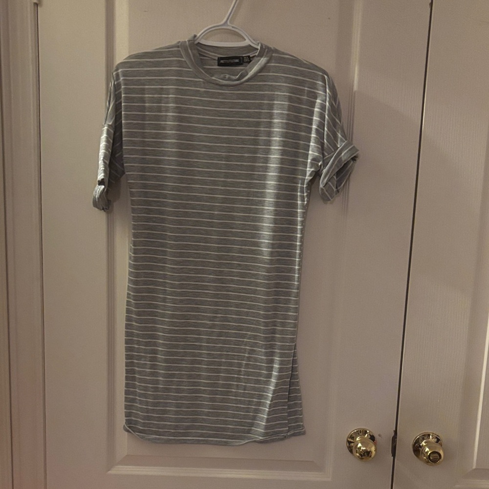 Grey striped t shirt dress